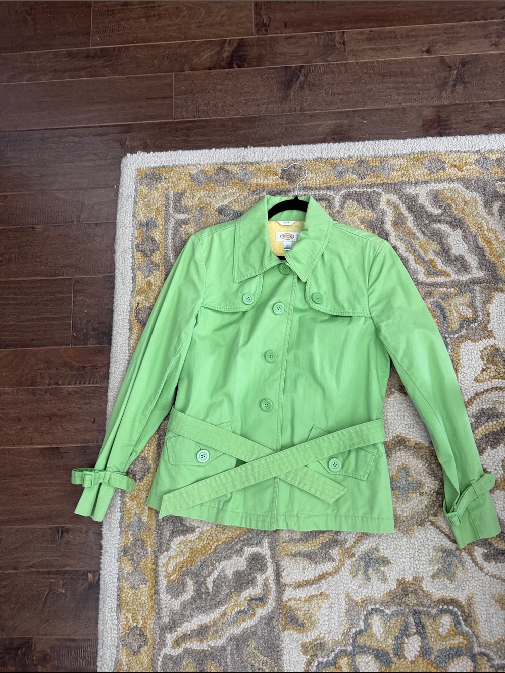 Talbots Bright Lime Green Cropped Trench Jacket